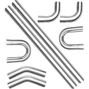 2" Exhaust Tubing Kit, PHILTOP Mild Steel DIY Custom Exhaust Pipe Mandrel Bend Pipes Straight & U-Bend Kit - 16 Pcs Universal Exhaust Pipe Kit