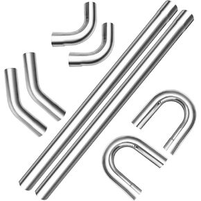 2" Exhaust Tubing Kit, PHILTOP Mild Steel DIY Custom Exhaust Pipe Mandrel Bend Pipes Straight & U-Bend Kit - 16 Pcs Universal Exhaust Pipe Kit