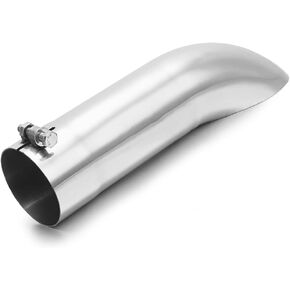 A-KARCK Turn Down Exhaust Tip 2.25" Inlet, Polished Tailpipe Tip with 2.25" Inlet & Outlet 9" Overall Length, Stainless Steel Structure for High Temperature Resistance