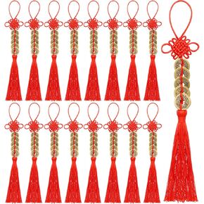 Peohud 16 Pack Feng Shui Coins, Lucky Coins with Chinese Knot String, Traditional Ancient Chinese Dynasty Fortune Coins for Chinese Lunar New Year, Wealth, Good Luck, and Success in Kuwait