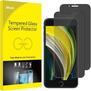 JETech Privacy Screen Protector for iPhone SE 3/2 (2022/2020 Edition), iPhone 8 and iPhone 7, Anti-Spy Tempered Glass Film, 2-Pack