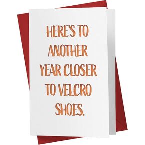 Karto Funny Birthday Card for Men Women, Large 5.5 x 8.5 Happy Birthday Card for Him Her, Birthday Card for Dad Mom Husband Wife, 50th 60th 70th 80th - Velcro Shoes