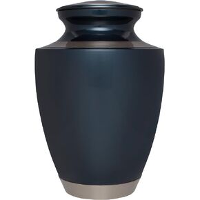 Cremation Urn by Liliane - Funeral Urn for Human Ashes - Hand Made in Brass - Suitable for Cemetery Burial or Niche - Large Size fits Remains of Adults up to 200 lbs - Ocean Blue Model (Blue)