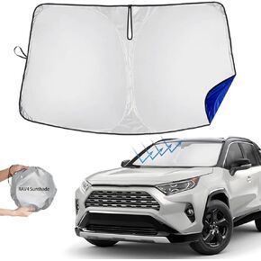 Windshield Sun Shade for to-yo-ta RAV4 2023 2022 2021 2020 2019 Sun Visor Protector Car Sun Shade Keep Vehicle Cool RAV4 Sun Shade(Silver/Blue)