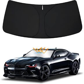 D-Lumina Winshield Sun Shade for Chevy Camaro 2016 2017 2018 2019 2020 2021 2022 2023, Foldable Front Sun Shield Protector Blocks UV Rays, 6th Gen Camaro Window Sunshade Sun Visor Interior Accessory