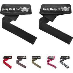 Body Reapers Lifting Straps for Weightlifting Women & Men - 24 Inch Long Padded Neoprene Cotton Deadlift Straps for Strength Training, Deadlifting with Extra Hand Grips Support