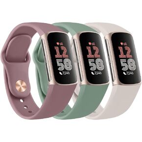 مجموعة من 3 أربطة رياضية من ميليا متوافقة مع Fitbit Charge 6 Bands/Fitbit Charge 5 Bands للنساء والرجال، حزام معصم بديل رياضي مقاوم للماء من السيليكون الناعم قابل للتعديل من أجل Fitbit Charge 6/Charge 5 لتتبع اللياقة البدنية