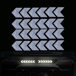 24 PCS Arrow Reflective Stickers, Rear Bumper Safety Warning Stripe Sticker, Night Visibility Waterproof Adhesive Decals, Guidance Decoration, Universal for Car, Motorcycle (Fluorescence Green) in Kuwait