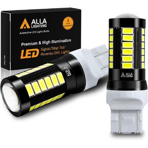 Alla Lighting 2800lm T20 7440 7443 LED Bulbs, White Reverse/Signal/Brake Tail/DRL Lights 7444 7443LL 7441 W21W 6000K Xenon Xtreme Super Bright 12V 5730 33-SMD Upgrade