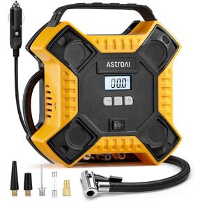 AstroAI Tire Inflator Air Compressor Portable Air Pump for Car Tires, 12V DC Integrated Metal Structure Tire Pump 160PSI with LED Light for Cars, Bicycles, Motorcycles, and Other InflatablesJY6P160-12