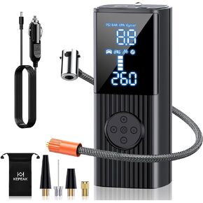 KEPEAK Tire Inflator Portable Air Compressor - 20000mAh Air Pump for Car Tires, 150PSI Cordless Tire Pump with LCD Dual Display, LED Light for Car, Bike, Motorcycle, Ball