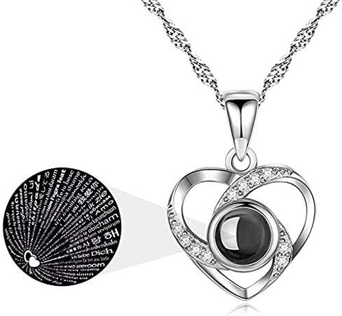 درج ورد محفوظ مع قلادة أحبك بـ 100 لغة، هدية رومانسية مصنوعة يدويًا من الورد الطازج لها في عيد الحب، وعيد الأم in Kuwait