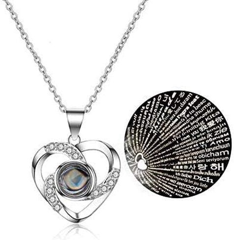 درج ورد محفوظ مع قلادة أحبك بـ 100 لغة، هدية رومانسية مصنوعة يدويًا من الورد الطازج لها في عيد الحب، وعيد الأم in Kuwait