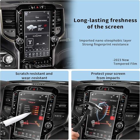 قطعتان غير لامعتين 2019-2024 دودج رام 1500 2500 3500 يوكونكت 12 بوصة شاشة لمس للسيارة، واقي شاشة ملاحة، مضاد لبصمات الأصابع ومضاد للوهج وواقي زجاجي مقوى in Kuwait