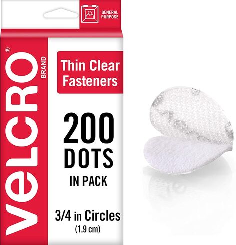 العلامة التجارية VELCRO - مثبتات رفيعة وشفافة | غرض عام/ ملف تعريف منخفض | مثالي للمنزل أو المكتب | دوائر مقاس 3/8 بوصة، عدد 56 - شفاف in Kuwait