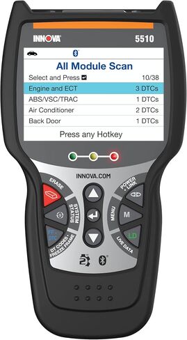ماسح ضوئي INNOVA 5510 Obd2، أداة مسح ضوئي لـ ABS Clear، ماسح ضوئي لجميع الأنظمة، خدمة الفرجار، عمر وسادة الفرامل، قراءة/مسح رموز ABS/SRS، إعادة ضبط ضوء الزيت، بيانات حية، تحديثات مجانية مدى الحياة in Saudi Arabia