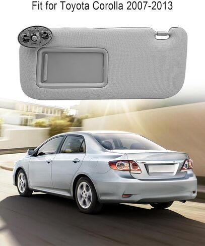 واقي الشمس من جانب السائق متوافق مع Toyota Corolla 2007 2008 2009 2010 2011 2012 2013، استبدال واقي الشمس للسيارة 74320-02711-E0 7432002711E0 أمامي يسار مع مرآة مكياج رمادية in Kuwait