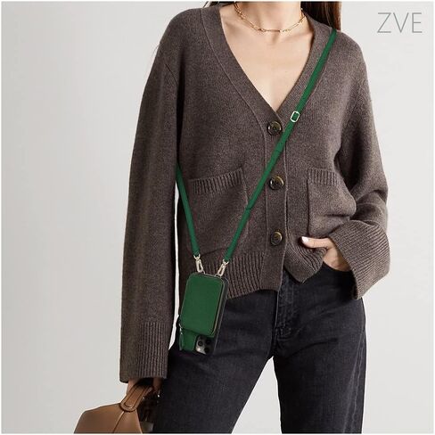 حافظة ZVE iPhone 12 Pro مع شحن Magsafe، وحامل بطاقات iPhone 12 RFID وغطاء محفظة جلدي مع حزام معصم لهاتف iPhone 12/12 Pro، 6.1 بوصة - أخضر داكن in Kuwait