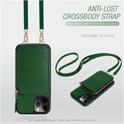 حافظة ZVE iPhone 12 Pro مع شحن Magsafe، وحامل بطاقات iPhone 12 RFID وغطاء محفظة جلدي مع حزام معصم لهاتف iPhone 12/12 Pro، 6.1 بوصة - أخضر داكن in Kuwait