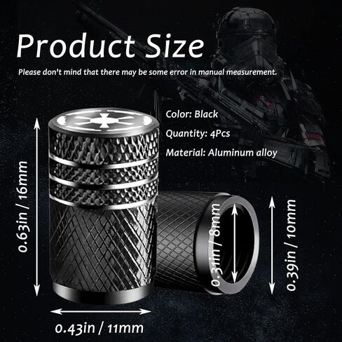 أغطية جذعية صمام الإطارات من Fit Star Wars، أغطية إطارات سوداء مكونة من 4 قطع أغطية أغطية إطارات السيارة، متوافقة مع ملحقات سيارة Star Wars (تناسب Galactic Empire) in Kuwait