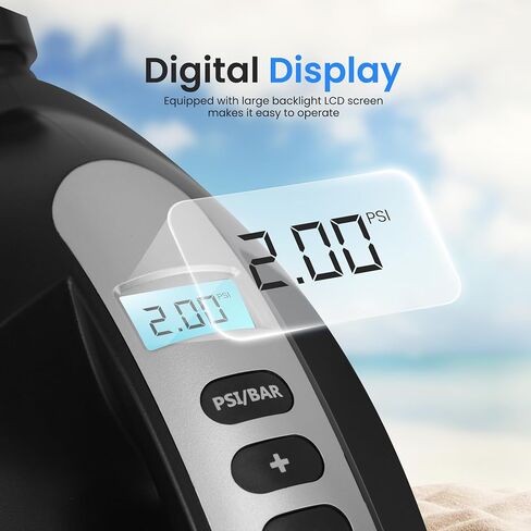 Serene Life Digital Electric Air Pump Compressor - 110W 12 Volt Quick Air Inflator w/LCD, 0-16 Adjustable PSI - for Water Sport Inflatable SUP Stand Up Paddle Board - SereneLife SLPUMP20 in Saudi Arabia