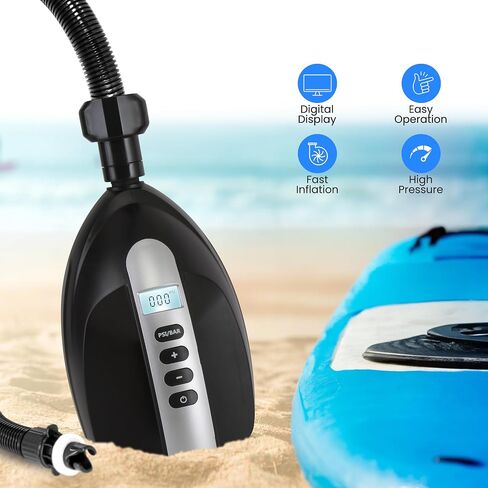 Serene Life Digital Electric Air Pump Compressor - 110W 12 Volt Quick Air Inflator w/LCD, 0-16 Adjustable PSI - for Water Sport Inflatable SUP Stand Up Paddle Board - SereneLife SLPUMP20 in Saudi Arabia
