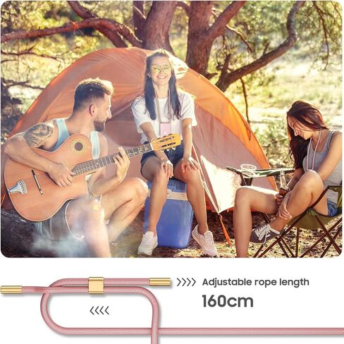 UYMO Crossbody Case for iPhone 15 Plus, Crossbody Cover with Neck Cord Strap,Transparent Clear PC TPU Lanyard Case with 2 Tempered Glass Screen Protector,Rose Gold in Saudi Arabia