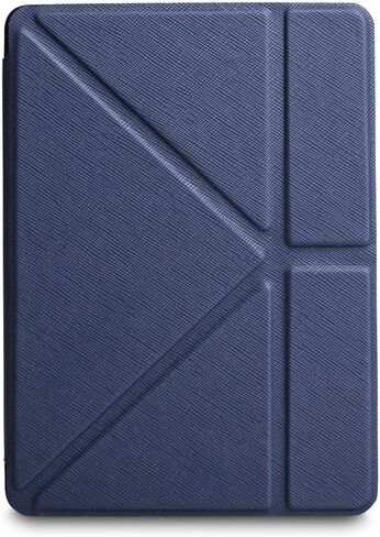 غطاء حافظة WALNEW New Origami لجهاز Amazon Kindle Voyage (نوفمبر 2014) - حماية كاملة للجهاز مع جلد PU ووظيفة التنبيه التلقائي الذكي للنوم (غطاء أوريغامي أزرق داكن) in Saudi Arabia