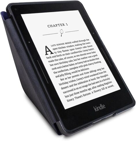 غطاء حافظة WALNEW New Origami لجهاز Amazon Kindle Voyage (نوفمبر 2014) - حماية كاملة للجهاز مع جلد PU ووظيفة التنبيه التلقائي الذكي للنوم (غطاء أوريغامي أزرق داكن) in Saudi Arabia