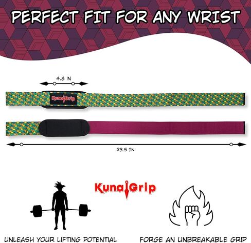 Anime Lifting Straps - Padded Wrist Straps for Weightlifting, Bodybuilding, Gym Workouts, Powerlifting, Deadlifts & Fitness (Soft Cotton 23.5 inch, 1 Pair) in Saudi Arabia