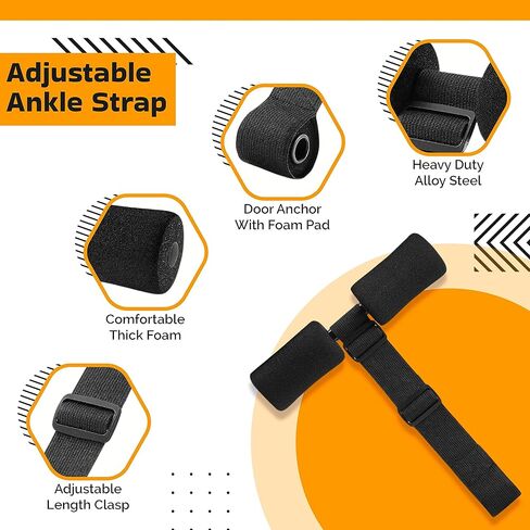 حزام تجعيد أوتار الركبة من Nordic يحمل 320 رطلاً - حزام كاحل قوي ومتين يعمل على تحسين عمليات الجلوس والقرفصاء والعضلات الأساسية وعضلات البطن. تصميم مرساة باب قابل للتعديل، تركيب سريع وسهل، معدات لياقة بدنية منزلية محمولة in Kuwait