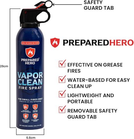 رذاذ حريق Vapor Clean من شركة Ready Hero - عبوة من 4 قطع - طفاية حريق محمولة للمنزل والسيارة والجراج والمطبخ - تعمل على الأجهزة الكهربائية والشحوم وحرائق البطارية والمزيد - صغيرة الحجم وسهلة الاستخدام in Kuwait