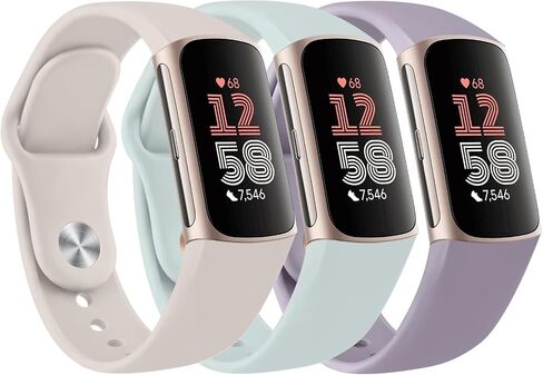 مجموعة من 3 أربطة رياضية من ميليا متوافقة مع Fitbit Charge 6 Bands/Fitbit Charge 5 Bands للنساء والرجال، حزام معصم بديل رياضي مقاوم للماء من السيليكون الناعم قابل للتعديل من أجل Fitbit Charge 6/Charge 5 لتتبع اللياقة البدنية in Saudi Arabia