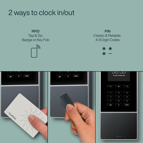 TM–616 ساعة وقت الموظف مع RFID وPIN، آلة بطاقة الوقت المكتبية لما يصل إلى 200 مستخدم، تسجيل الوقت، الجدولة، الجداول الزمنية، التقارير، Wi-Fi، تطبيق لنظام iOS/Android، ضمان لمدة 3 سنوات in Saudi Arabia