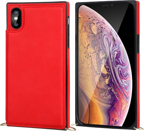 Bocasal Crossbody Wallet Case for iPhone X Xs Credit Card Holder PU Leather Kickstand Shockproof Detachable Cross Body Strap Lanyard Magnetic Closure 5.8 inch(Red) in Saudi Arabia