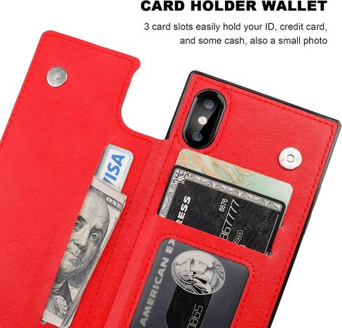 Bocasal Crossbody Wallet Case for iPhone X Xs Credit Card Holder PU Leather Kickstand Shockproof Detachable Cross Body Strap Lanyard Magnetic Closure 5.8 inch(Red) in Saudi Arabia