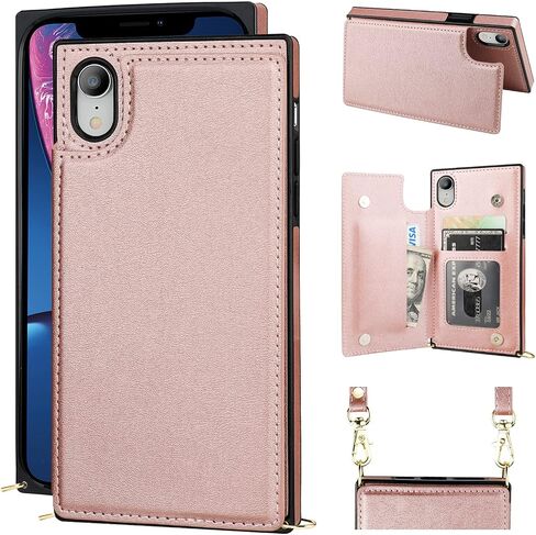 Bocasal Crossbody Wallet Case for iPhone X Xs Credit Card Holder PU Leather Kickstand Shockproof Detachable Cross Body Strap Lanyard Magnetic Closure 5.8 inch(Red) in Saudi Arabia