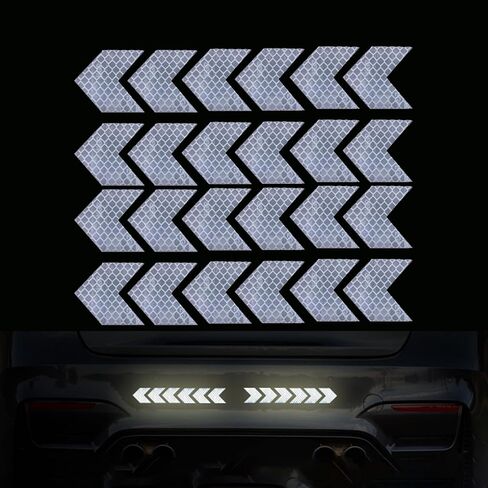 24 PCS Arrow Reflective Stickers, Rear Bumper Safety Warning Stripe Sticker, Night Visibility Waterproof Adhesive Decals, Guidance Decoration, Universal for Car, Motorcycle (Fluorescence Green) in Kuwait
