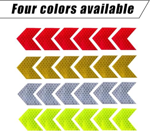 24 PCS Arrow Reflective Stickers, Rear Bumper Safety Warning Stripe Sticker, Night Visibility Waterproof Adhesive Decals, Guidance Decoration, Universal for Car, Motorcycle (Fluorescence Green) in Kuwait