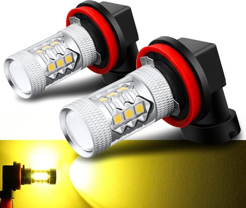 مصابيح Alla Lighting H11 H8 LED، مصابيح ضباب H16 صفراء ذهبية 3000K أو مصابيح تشغيل نهارية (DRL)، 360 درجة إكستريم فائقة السطوع عالية الطاقة 3030 SMD بديلة للسيارات والشاحنات وسيارات الدفع الرباعي والشاحنات الصغيرة in Kuwait