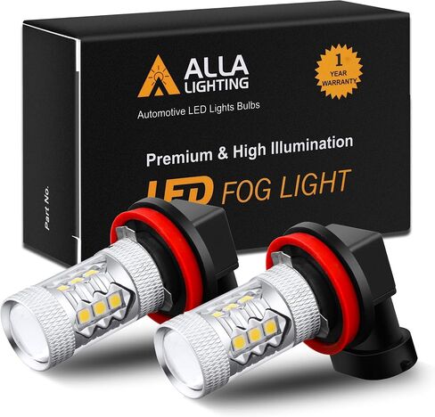 مصابيح Alla Lighting H11 H8 LED، مصابيح ضباب H16 صفراء ذهبية 3000K أو مصابيح تشغيل نهارية (DRL)، 360 درجة إكستريم فائقة السطوع عالية الطاقة 3030 SMD بديلة للسيارات والشاحنات وسيارات الدفع الرباعي والشاحنات الصغيرة in Kuwait