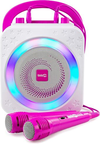 جهاز روك جام كاريوكي بلوتوث قابل لإعادة الشحن مع حلقة ضوئية و2 ميكروفون in Kuwait