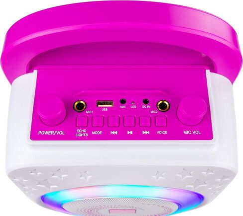 جهاز روك جام كاريوكي بلوتوث قابل لإعادة الشحن مع حلقة ضوئية و2 ميكروفون in Kuwait