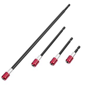 QWORK Drill Bit Extension Set - 4 Pcs Magnetic Drill Bit Extenders, 1/4" Hex Shank, Includes 2", 4", 6", 12" Lengths