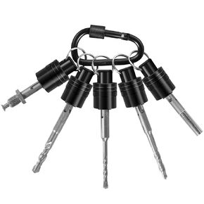 5Pcs SDS Aluminum Alloy Rotary Hammer Drill Bits Holder, Light-Weight Quick-Change Extension Bar Keychain Drill Screw Adapter Portable,Black Carabiner,Tool Gifts for Men (1SET)