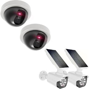 WALI Bundle – 2 Items: Dummy Dome Cameras and Solar Fake Cameras