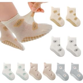 Baby Toddler Non-skid Socks Girl Boy Thin Mesh Infant Pointelle Eyelet Crew Socks 5 Pairs