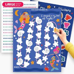 CENTRAL 23 Sleep Reward Charts for Children x 10 pcs - Mermaids - Bedtime Routine Chart for Kids for Sleeping in Own Bedroom - Toddler Routine Chart with Stickers - Activity Trackers for Girls