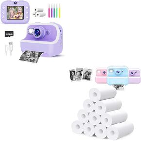 Kids Instant Print Camera with 10 Rolls Refills Kids Digital Cameras Christmas Birthday Gifts for 4 5 6 7 8 9 10 Year Old Girls