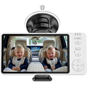 A2C Wireless Baby Car Camera ، جهاز مراقبة للأطفال مدعوم من USB لخلف السيارات والمنزل ، 5 "HD 1080p شاشة رؤية ليلية يدوي مع بطارية مدتها 7 ساعات ، ومراقبة السيارات الخلفية ، للسفر والسلامة المنزلية